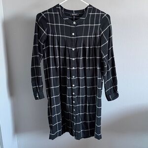 Madewell Black and White Checkered Long Sleeve Dress